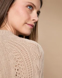 Femme Oscar et Louise Pull en Mohair & Laine mélangés Paola col rond beige chiné