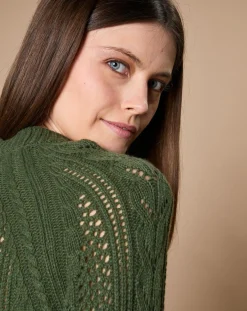 Outlet Oscar et Louise Pull en Mohair & Laine mélangés Paola col rond kaki