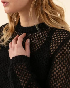 Femme Indies Pull en Mohair & Laine mélangés Meryl noir