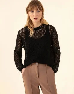 Femme Indies Pull en Mohair & Laine mélangés Meryl noir