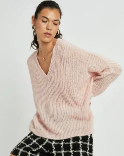 Femme Lauren Vidal Pull en Mohair mélangé Anouk rose pâle