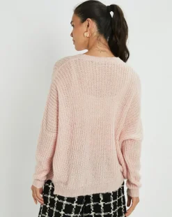 Femme Lauren Vidal Pull en Mohair mélangé Anouk rose pâle