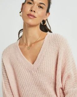 Femme Lauren Vidal Pull en Mohair mélangé Anouk rose pâle