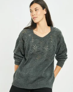 Femme Lauren Vidal Pull en Mohair mélangé Ella gris jade