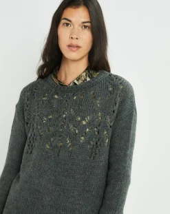 Femme Lauren Vidal Pull en Mohair mélangé Ella gris jade