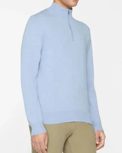 Best Hackett London Pull en Soie mélangée col camionneur bleu ciel