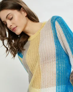 Femme Nina ricci Pull fin ajouré en Mohair & Laine mélangés Fishnet multicolore
