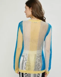 Femme Nina ricci Pull fin ajouré en Mohair & Laine mélangés Fishnet multicolore