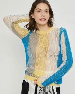 Femme Nina ricci Pull fin ajouré en Mohair & Laine mélangés Fishnet multicolore