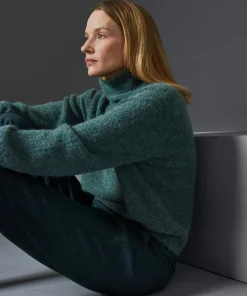 Rodier Pull Francesca col roulé vert de gris