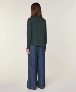 Clearance Rodier Pull Freyja 100% Laine chaine col V vert de gris