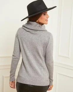 Femme L'Armoire de Suzette Pull Gabrielle Col roulé gris clair