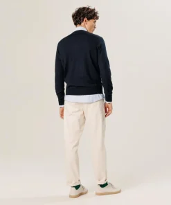 New Rodier Pull Gaspard 100% laine col V bleu nuit