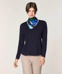 Rodier Pull Gertrude 100% laine col rond bleu marine
