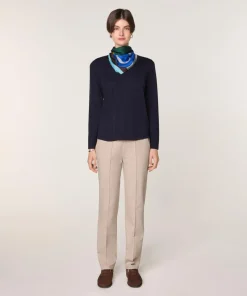 Rodier Pull Gertrude 100% laine col rond bleu marine