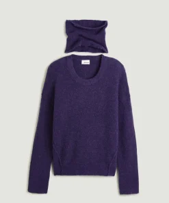 Femme Rodier Pull Églantine col amovible violet foncé