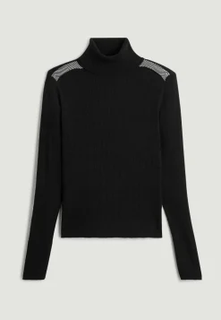 Femme Rodier Pull Jeanne-Élise col roulé motifs épaules noir
