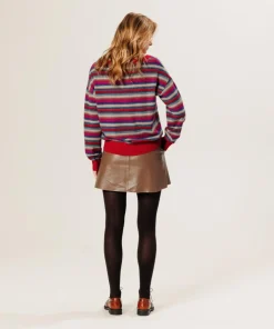 Discount Rodier Pull Joy 100% laine col bateau rayé rose fuchsia