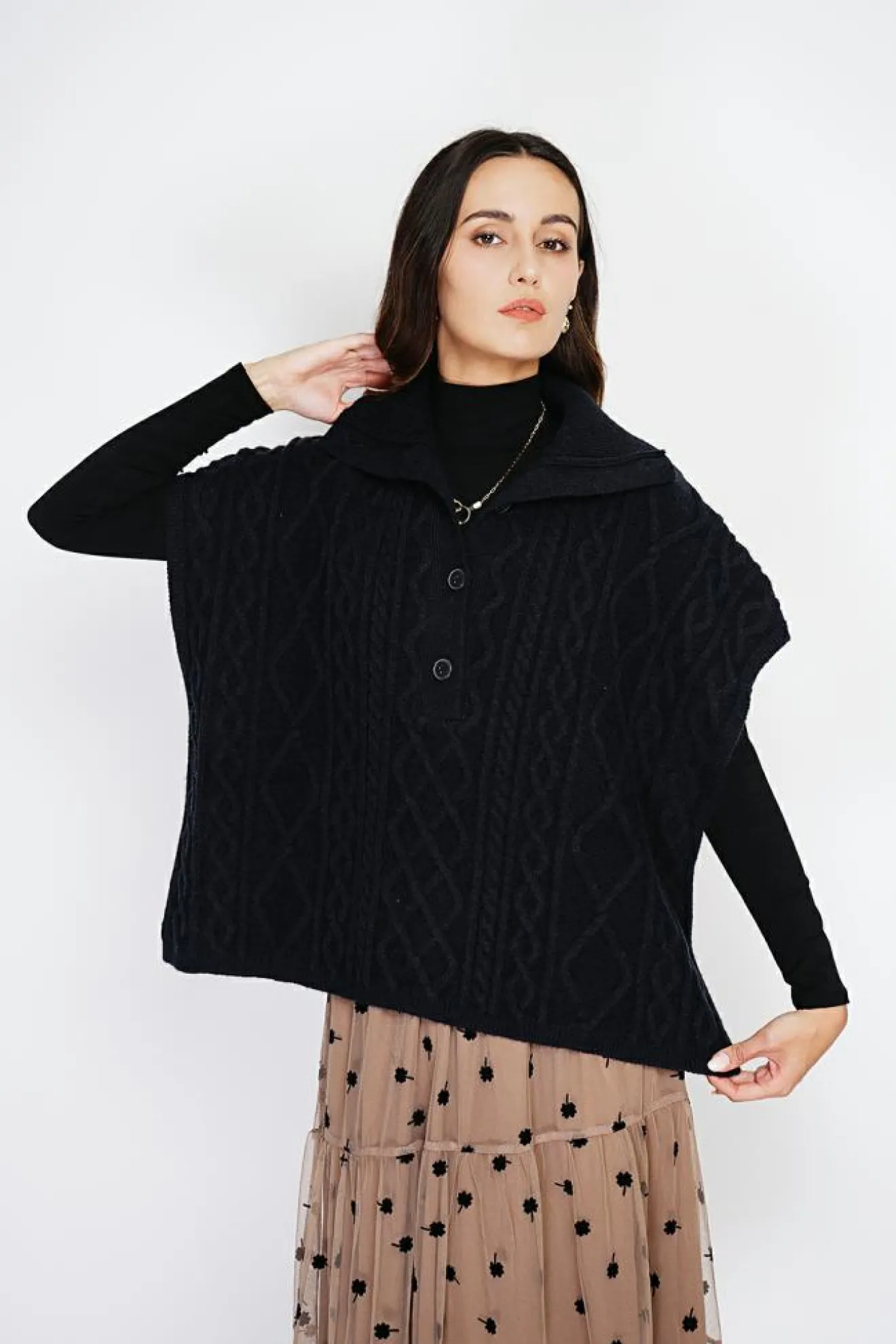 Discount C&Jo Pull large à capuche en Cachemire mélangé noir