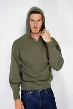 Sale C&Jo Pull large à capuche en Cachemire mélangé kaki