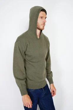 Sale C&Jo Pull large à capuche en Cachemire mélangé kaki