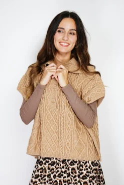 Femme C&Jo Pull large à capuche en Cachemire mélangé camel