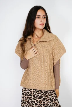 Femme C&Jo Pull large à capuche en Cachemire mélangé camel