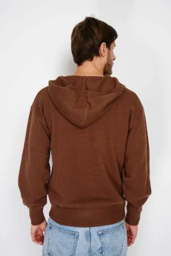 Homme C&Jo Pull large à capuche en Cachemire mélangé café