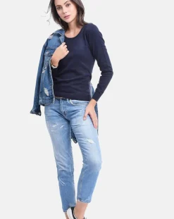 Sale Assuili Pull Laure bleu nuit