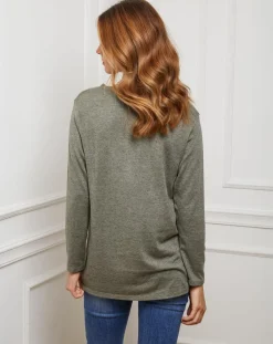 Femme Fleur de cachemire Pull Laury kaki