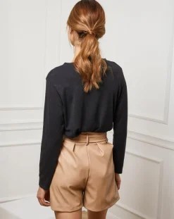 Femme Fleur de cachemire Pull Laury noir