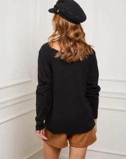 Best Fleur de cachemire Pull Linoi noir