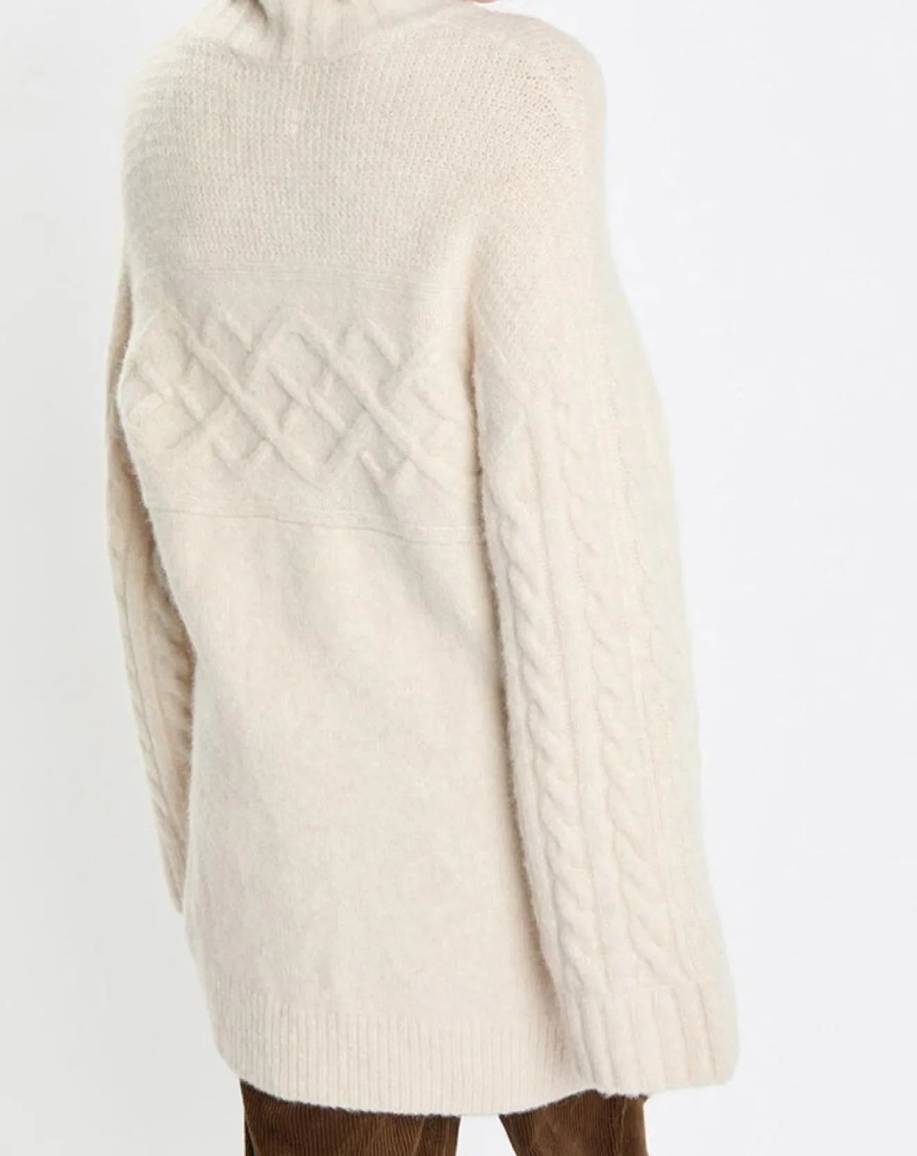 Femme Marc O'Polo Pull long en Laine mélangée torsades écru