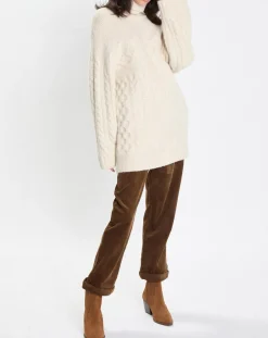 Femme Marc O'Polo Pull long en Laine mélangée torsades écru