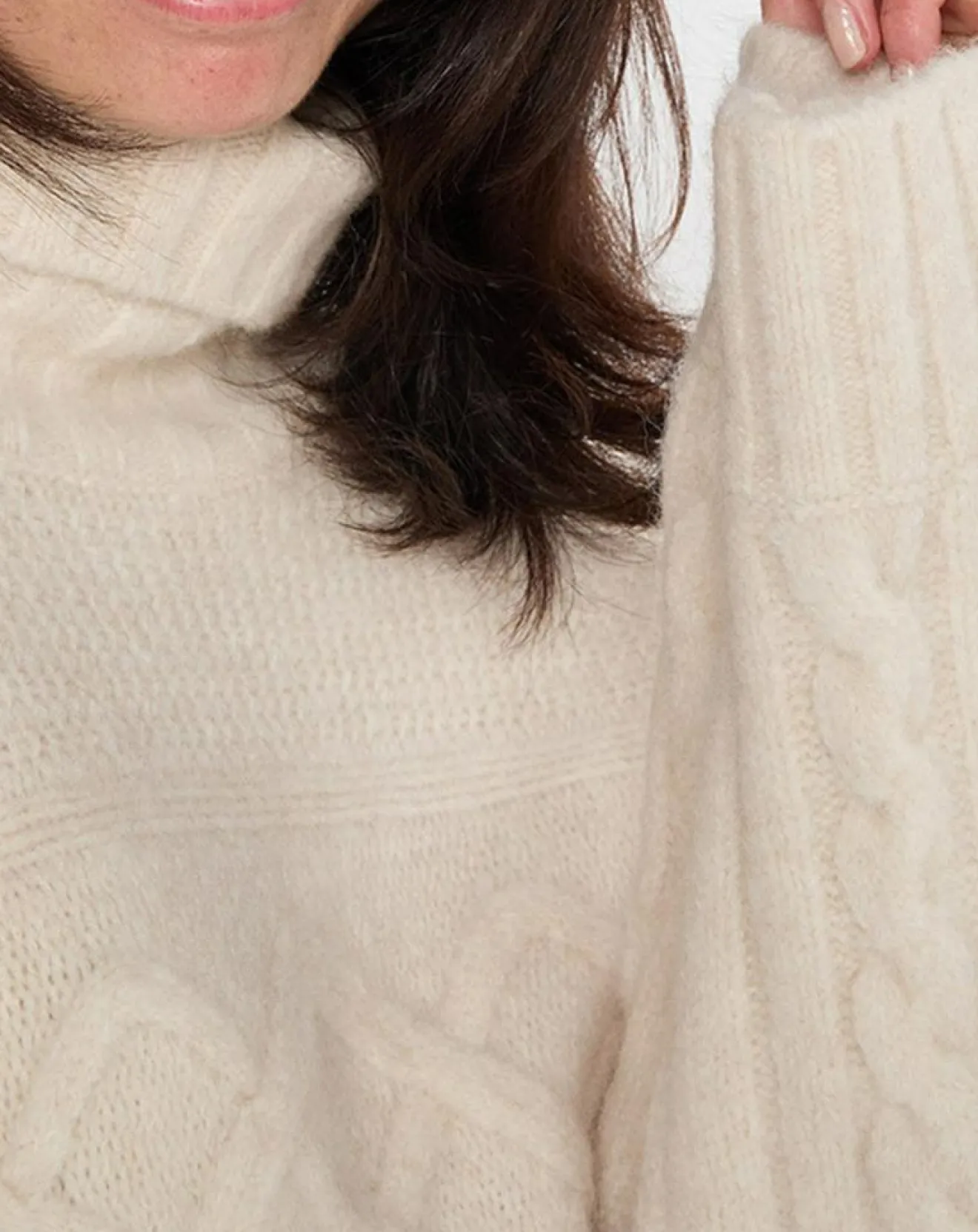 Femme Marc O'Polo Pull long en Laine mélangée torsades écru