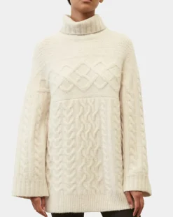 Femme Marc O'Polo Pull long en Laine mélangée torsades écru