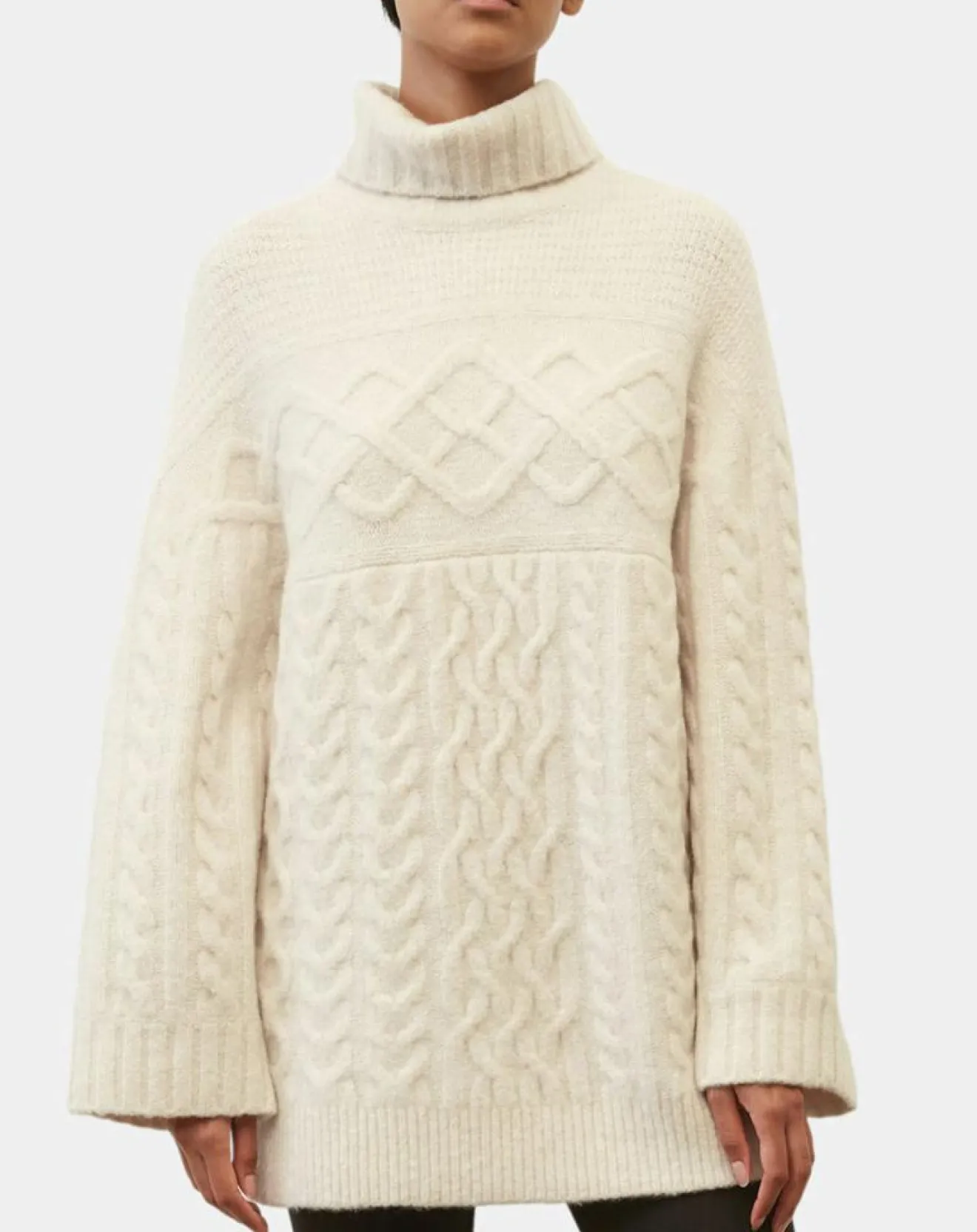 Femme Marc O'Polo Pull long en Laine mélangée torsades écru