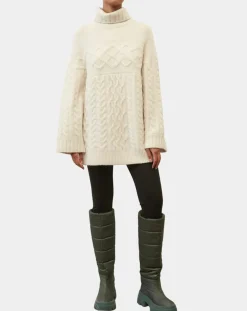 Femme Marc O'Polo Pull long en Laine mélangée torsades écru