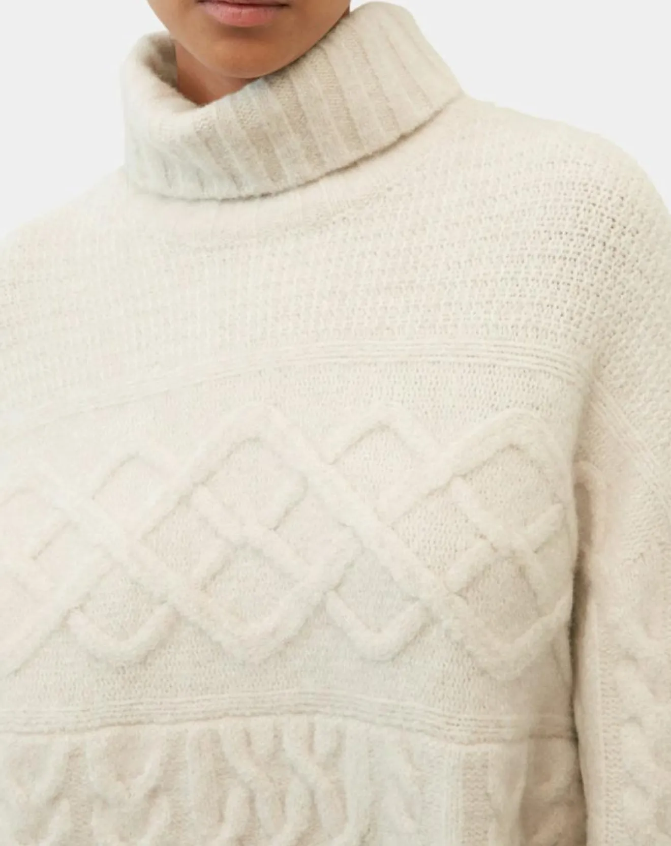 Femme Marc O'Polo Pull long en Laine mélangée torsades écru