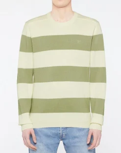 Homme Hackett London Pull Marinière beige/vert
