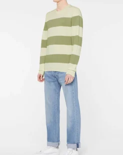 Homme Hackett London Pull Marinière beige/vert