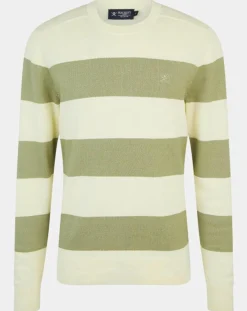 Homme Hackett London Pull Marinière beige/vert