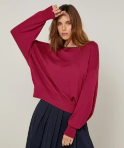 Online Rodier Pull Marjorie en Laine mélangée rouge grenat