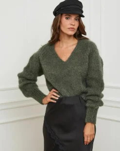 Outlet L'Armoire de Suzette Pull mi-long kaki