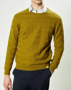 New Harris Wilson Pull Orio rayures texturées olive