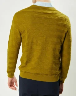 New Harris Wilson Pull Orio rayures texturées olive