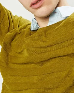 New Harris Wilson Pull Orio rayures texturées olive