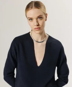 Femme Rodier Pull Perséphone en laine col V profond noir