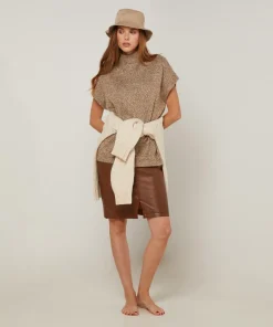 Femme Rodier Pull Phoebe col roulé sans manches marron