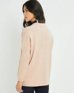 Femme Lauren Vidal Pull Plume double col rose pâle